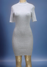 Forever 21 Women's Sweater Dress Short Sleeve Ribbed Gray Size L
