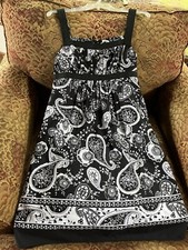 Ann Taylor LOFT black white paisley empire dress sz 4