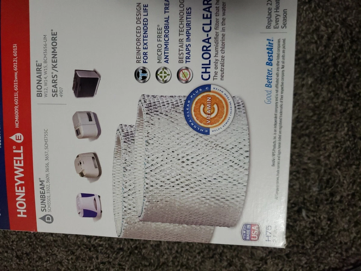 BestAir H75 2 Pack Holmes Replacement Paper Wick Humidifier Filter Sunbeam