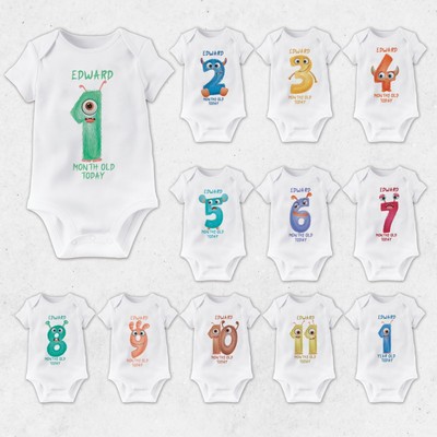 Little Monster Personalised Milestone Baby Bodysuit