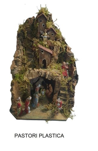 Crèche Complet 23x23 Haut 32 CM Avec Lumières pour Bergers 7cm Bois Liège Non a1
