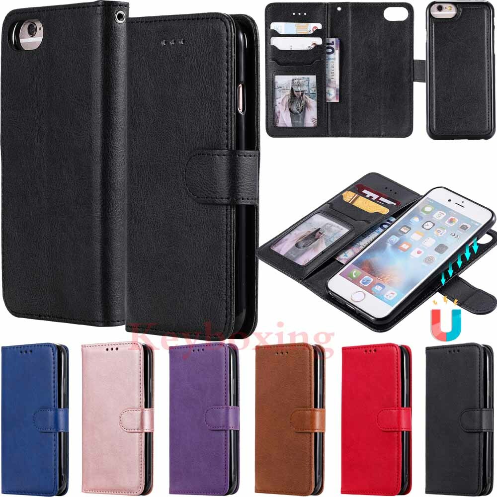 For iPhone SE 2020 XR 8 7 6s 11 Pro Removable Magnetic Leather