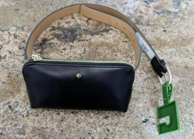 Kate Spade Zip Top Leather Belt Bag Fanny Pack Black Size S  display picture 2