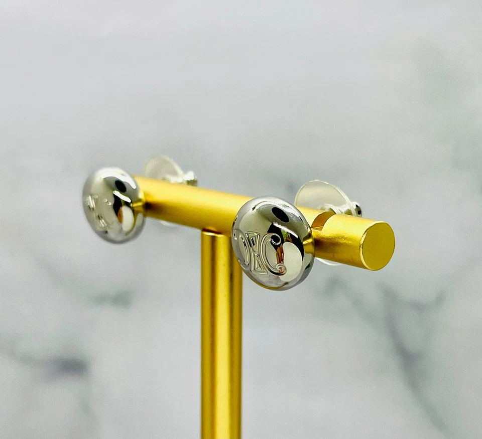 Auth CELINE Monogram Silver Button Earrings - Pre owned / LS5496 - Image 3 of 4