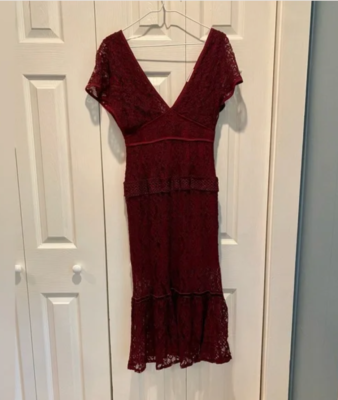 chinese dress ladies Maroon Off Shoulder Half Sleeve Burgundy Lace Long Prom Dresses Evening  Dress #SED233 main image 0