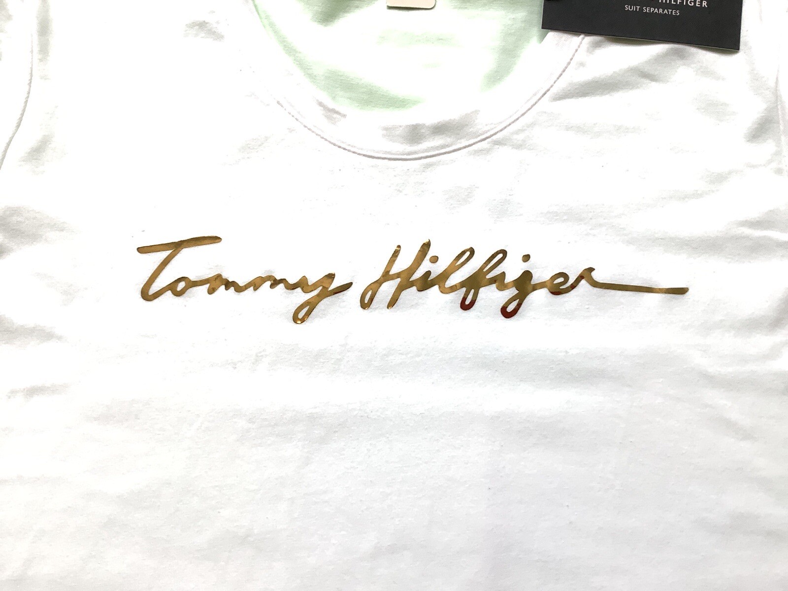 TOMMY HILFIGER Women’s Short Sleeve T-Shirt X-LARGE White w/Gold MSRP $49 NEW thumbnail 9