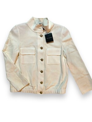 バーバーリ ST. JOHN Cropped Button Up Knit Jacket Off-White size M, MSRP
