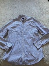 Gap Men Striped Long Sleeve Slim Fit Button-Down Shirt White  Purple Size M