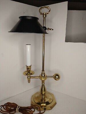 Vintage Brass Single Candlestick French, Brass Candlestick Lamp With Black Shade