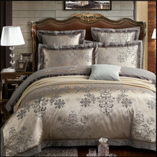 Royal Luxury Silk Cotton Duvet Cover Bedding Sets Jacquard Sheet Pillow Case
