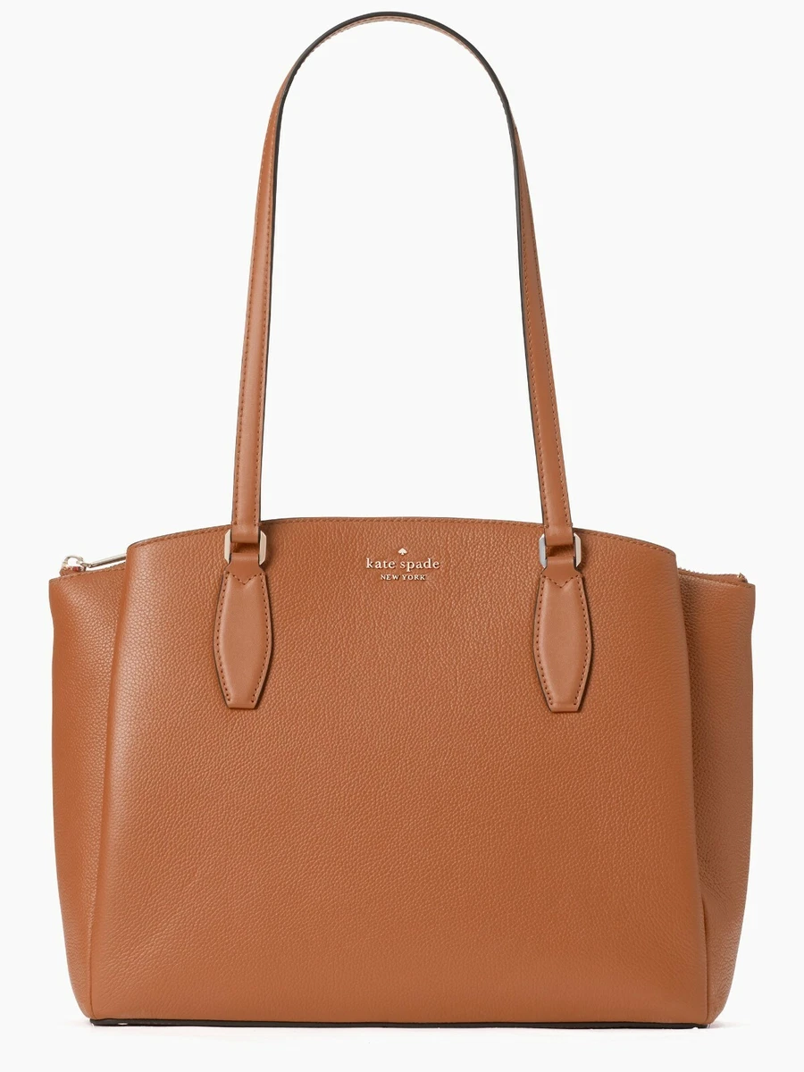 Kate Spade Monet Large Triple Compartment Brown Leather Tote WKRU6948 NWT  $399 | eBay