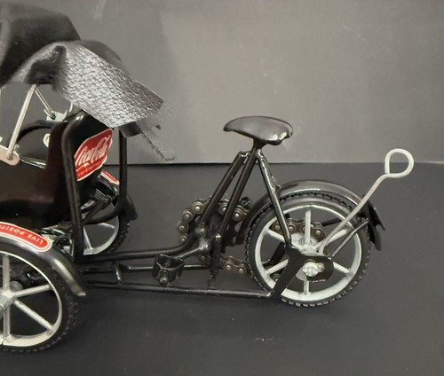 VTG Miniature 3 Wheel Rickshaw Coca Cola Pedicab Street Taxi Cycle *MOVES WORKS* - Picture 6 of 10