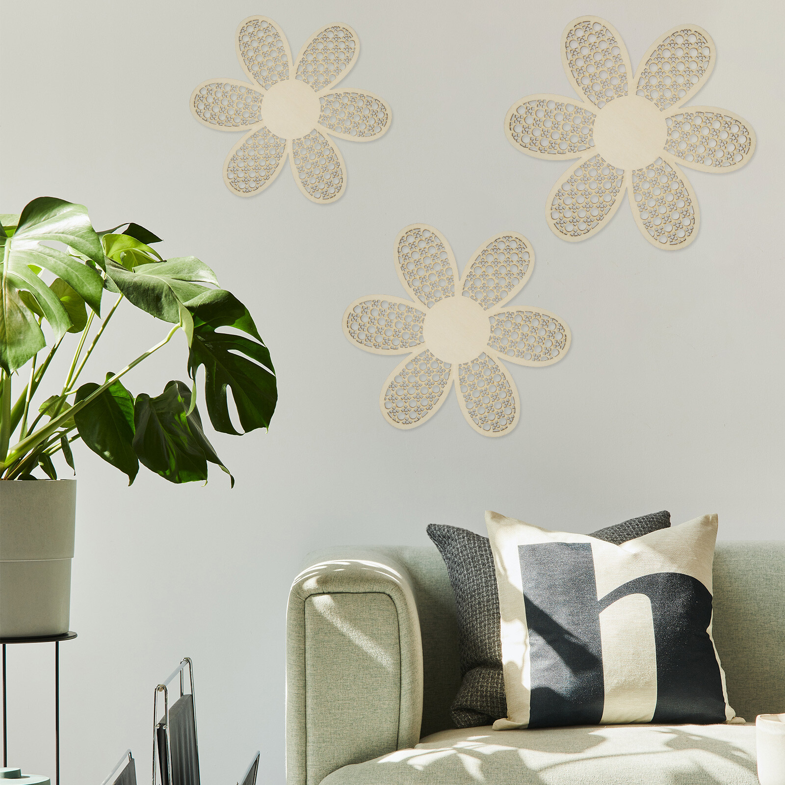 3Pcs Daisy Wall Decor Set Wooden Daisy Wall Hanging Art Elegant Daisy