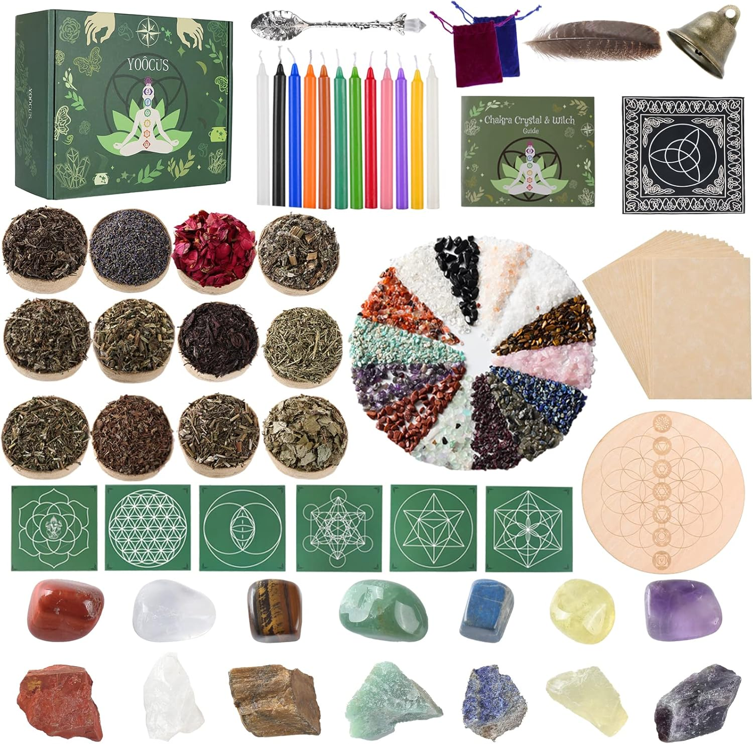 Witchcraft Supplies Kits 84 Packs with Chakra Crystals Healing Stones Mini Gemst