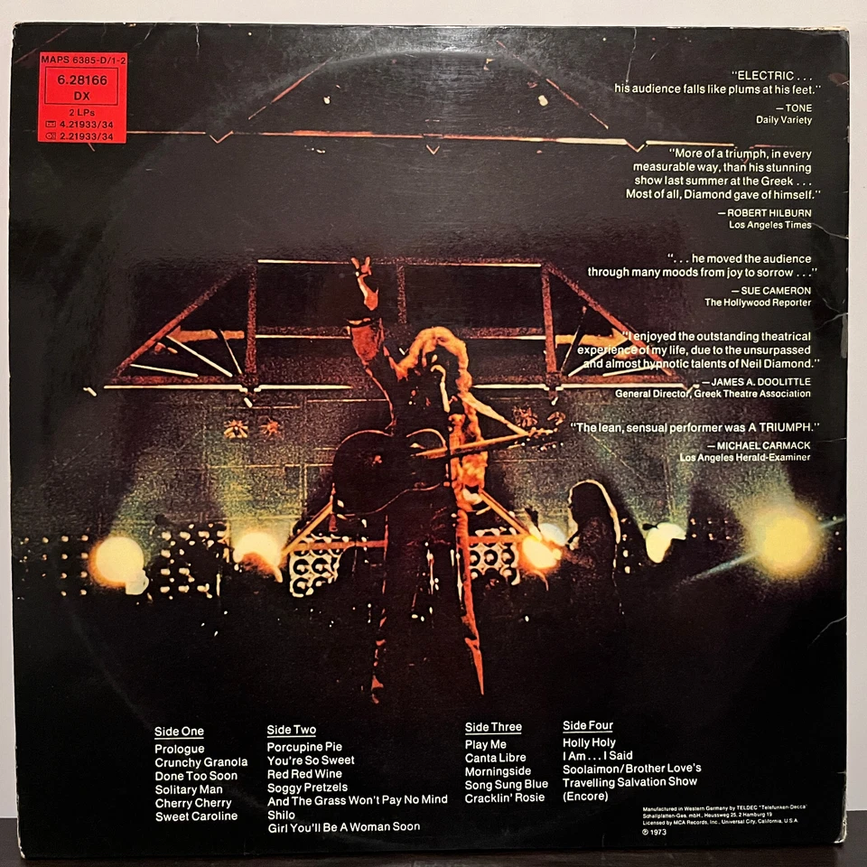 NEIL DIAMOND - Hot August Night (Germany Pressing) - 12" Vinyl Record 2xLP - VG - Imagem 2 de 4