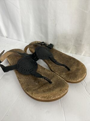 Ankle Strap Ugg Cork Sandals UGG ZOE II BLACK LEATHER WEDGE ANKLE