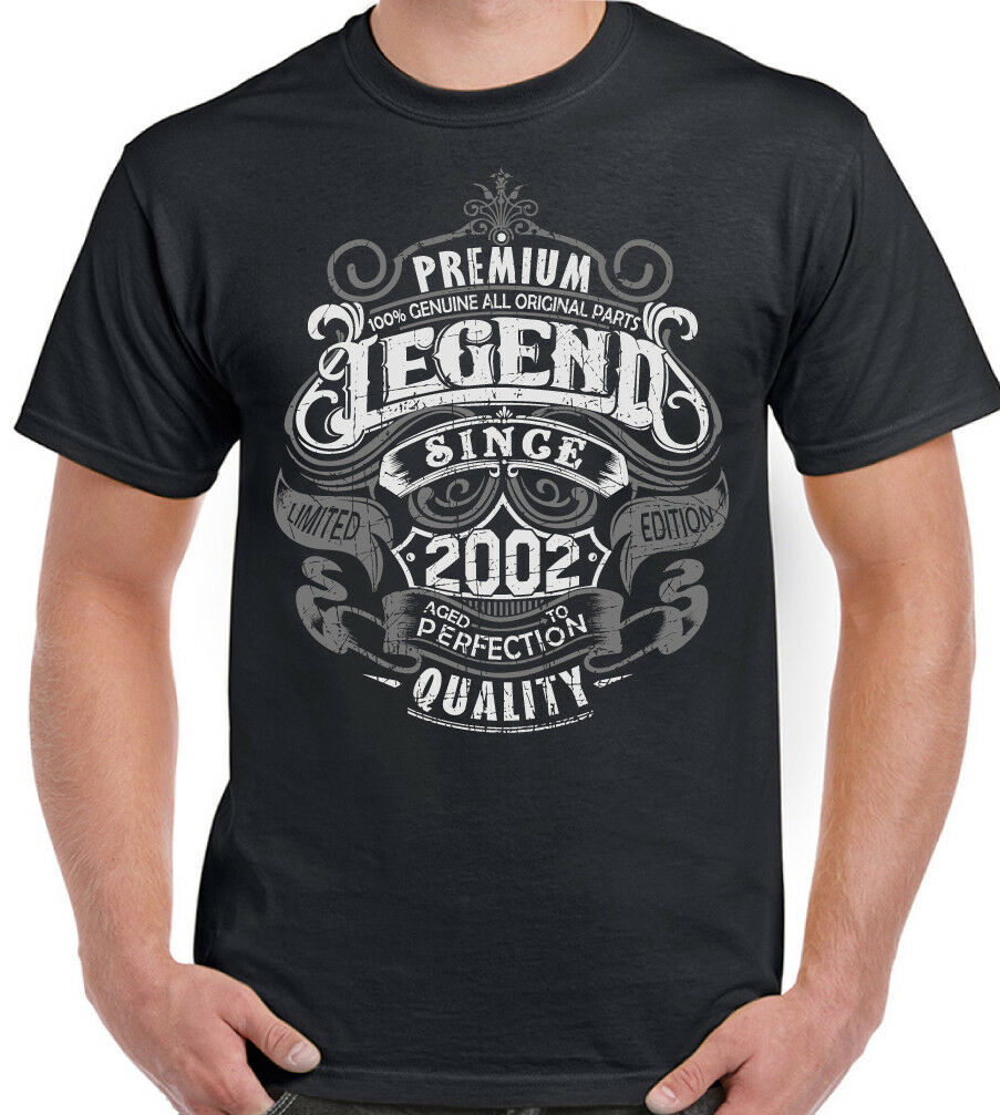 22nd Birthday T-Shirt 2002 Mens Funny 22 Year Old Top Gift Premium Legend Since