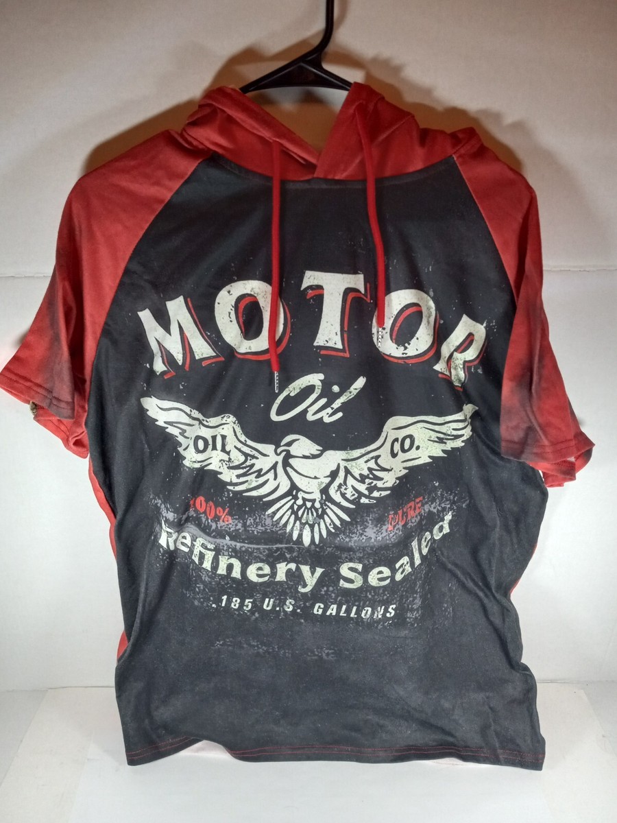 hoodie t-shirt red black motor oil XXL | eBay