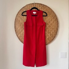 GORGEOUS ADAM LIPPES RED BUTTON DOWN SHIFT SLEEVELESS DRESS OR WEAR AS VEST