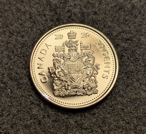 2026 UNC 50 cents, Canada, half dollar, Charles III, from mint wrapped roll.