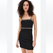 Alice + Olivia Kelly Woven Cotton Blend Chain Mini Dress