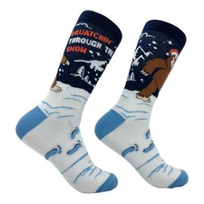 Men's Squatchin Through The Snow Socks Funny Sarcastic Christmas Novelty