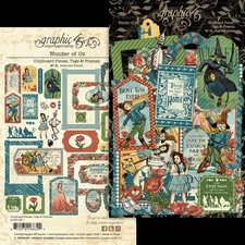Graphic45 WONDER OF OZ (37PC) CHIPBOARD TAGS & FRAMES scrapbooking