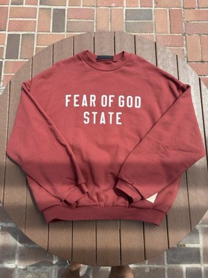 FEAR OF GOD STATE ロンT M Essentials Fear Of God State “Crimson” Red Heavyweight Crewneck