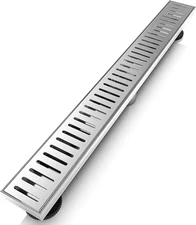 Silver 36" Linear Shower Drain w/ Capsule Grate, SUS304 Steel