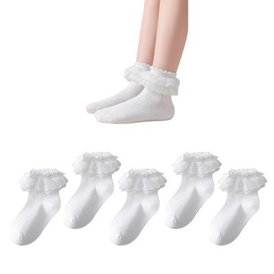 kolally Girls White Seamless Ankle 1-3T, Lace Girls' Novelty Socks 
