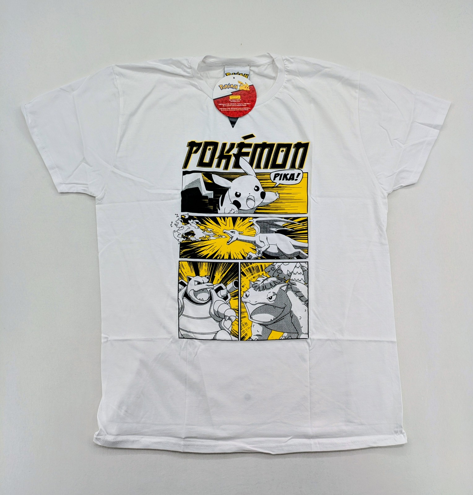 Pokemon Herren Grafik T-Shirt XL weiß Pikachu Charizard Blastoise Venusaur Comic image 2