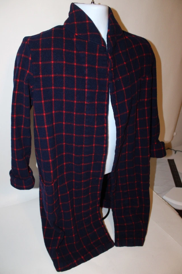 Bata a cuadros de lana vintage Brooks Brothers L salón a cuadros hecha en Inglaterra - sin cinturón Foto 4 de 4