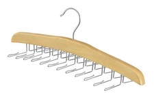 Whitmor Wooden Tie Rack Hanger for Closet, Necktie 24 Folding Hooks, Natural