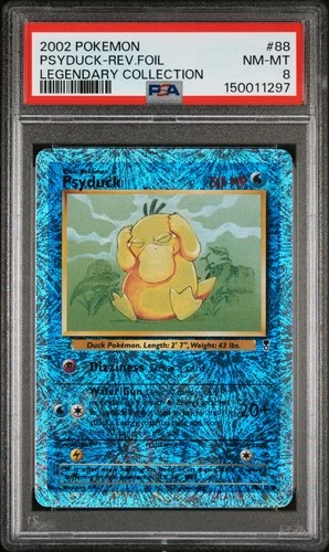 2002 POKEMON LEGENDARY COLLECTION #88 PSYDUCK-REVERSE FOIL PSA 8