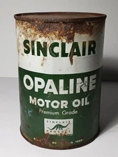 Vintage Sinclair Opaline Motor Oil 1 Quart Can Tin Litho Oil Can Dino Dinosaur