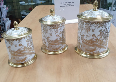 Royal Crown Derby: Aves Gold 3er Set Vorratsgläser Sm, Med, Lge
