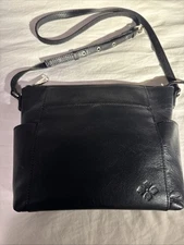 Patricia Nash Aveley Black Leather Crossbody Handbag, Preowned Excellent