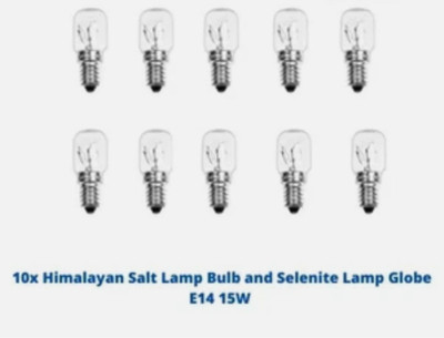 10x Himalayan Salt Lamp Bulb and Selenite Lamp Globe E14 15W 220v-240v