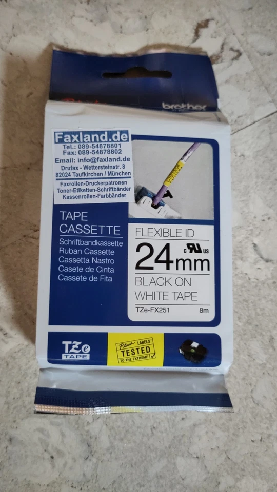 Brother Schriftbandkassette TZe-FX251 24mm Black on White