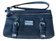 Cartera Muñequera Nicole By Nicole Miller Mujer Doble Cremallera Negra Usada en Excelente Condición