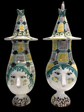 Pair MCM Bjorn Wiinblad Vintage Ceramic Figurines Pitchers Vase Handmade Denmark