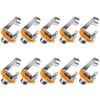 6.35mm 1/4 Inch Female Mono TS Socket Panel Mount Jack Guitar Input Silver 