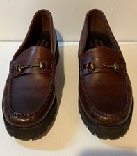 G.H. Bass Weejuns Lianna Shoes Womens 9 Leather Wine Loafers Lug Horsebit