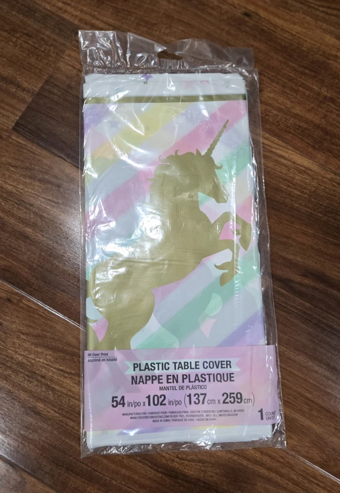 Mantel de plástico unicornio brillante 54x102 rectangular suministros de fiesta Foto 3 de 3