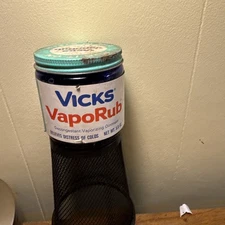 Vintage Vicks VapoRub, 5.8 oz, Rare Glass Jar with Label Empty