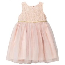 CAT  JACK Girls Pink Dress Tulle Party Ballerina Sleeveless Lace Gold 4T Twirl