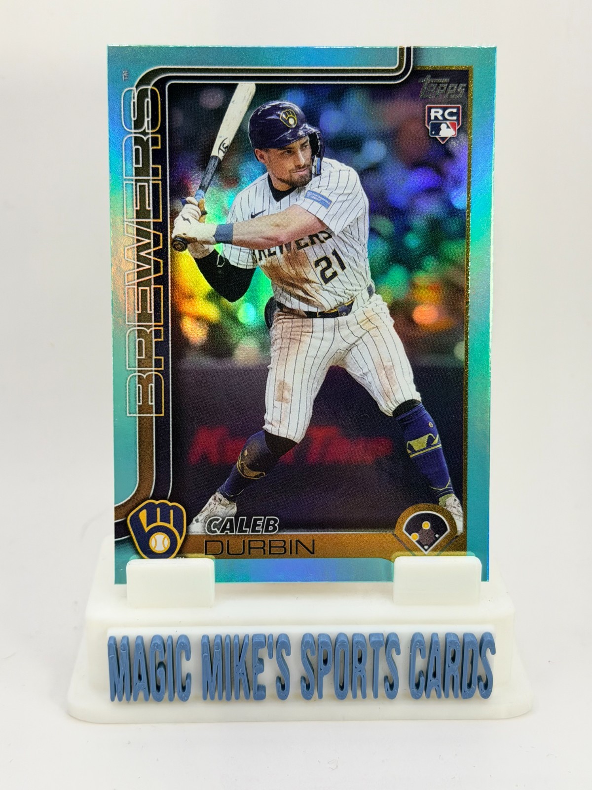 Caleb Durbin Rookie 2025 Topps Update #US170 Aqua Rainbow Foil SP RC Brewers