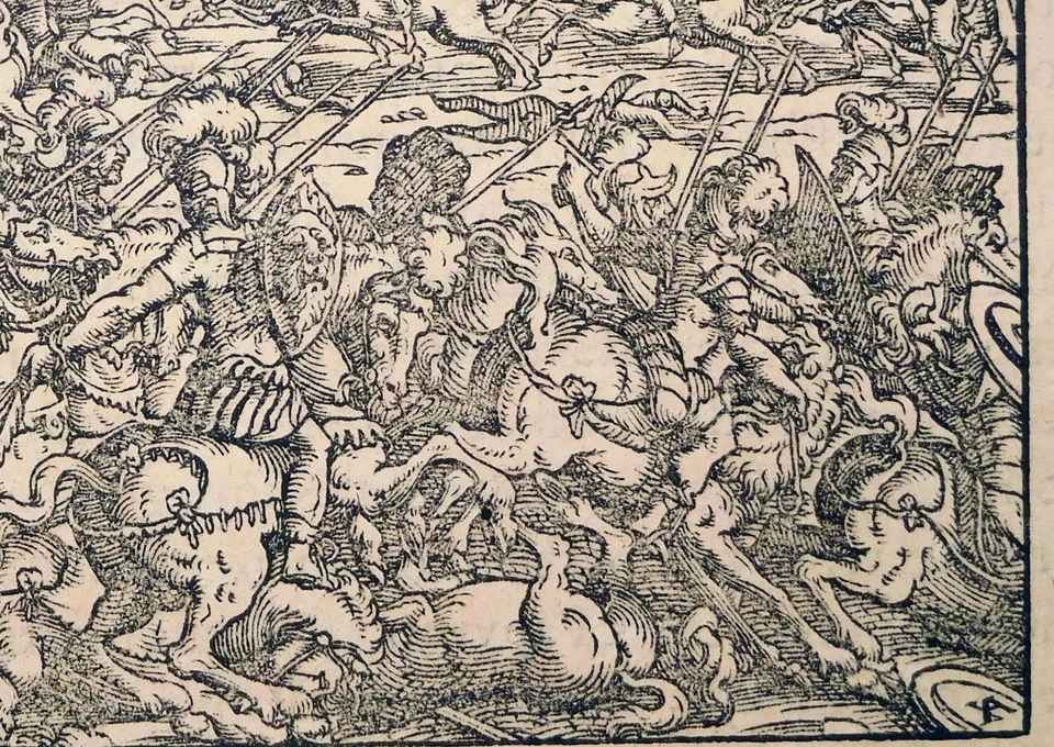 Holzschnitt, Antike Reiterschlacht, Jost Amman, Deutsch, 1568 NH 42.1-295 - Bild 3 von 4