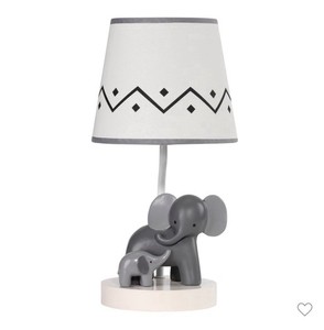 Lambs & Ivy Me & Mama Elephant Nursery Lamp Gray White Playroom Decor Kids Room