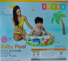 Intex Baby Pool Dino Buddies 3 Ring Inflatable Pool New In Box NiB 